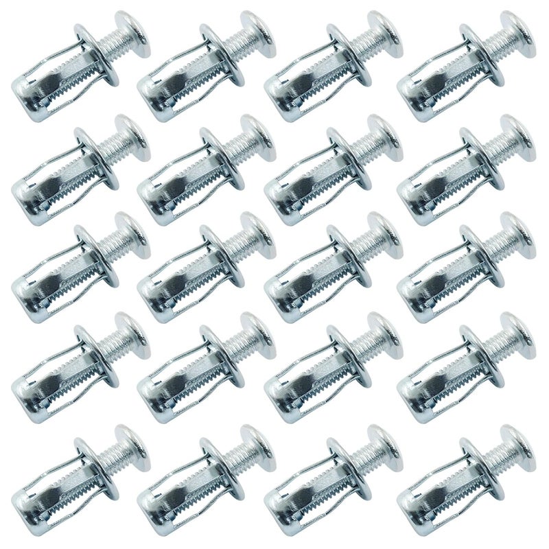 Dijedev 20 Pcs M6 x 25 Carbon Steel Hollow Wall Anchors, Extra Short, Silver, Galvanized, Hex Head Screws for Hollow Walls, Doors, Curtain Rods, Shelves - Image 5